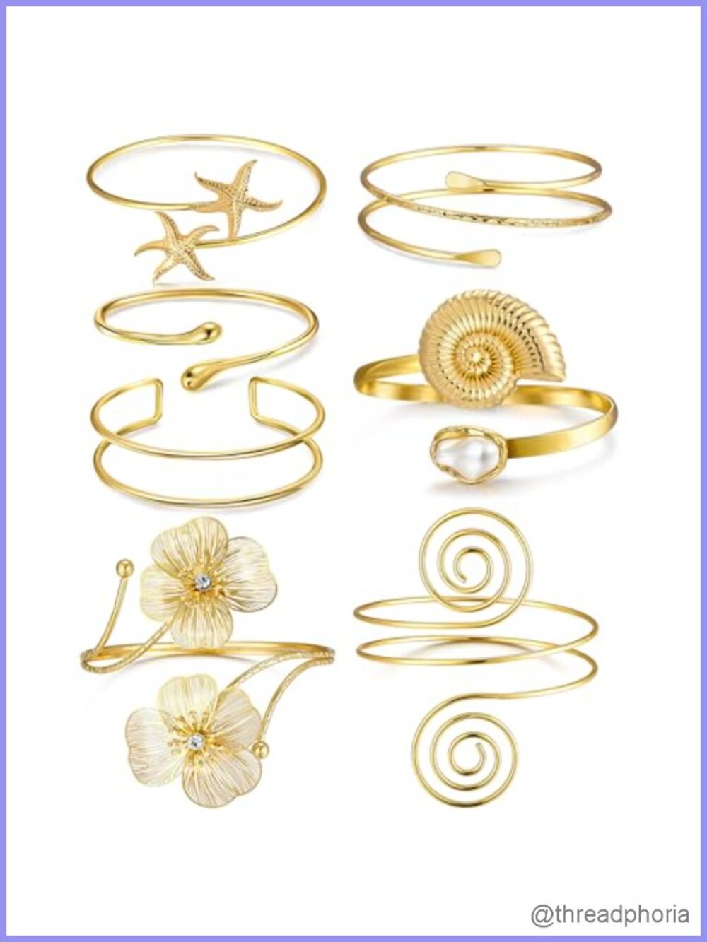 7 Pcs Gold Arm Cuff Bracelet Set Adjustable Upper Arm Bangle for Women Stackable